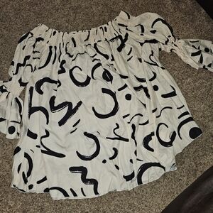 Elegant Off-Shoulder Black and White Dress